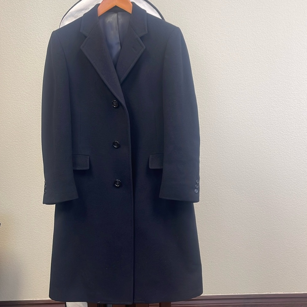 Men's Mongolian Cashmere Long Coat (approx size 40) in Navy/black